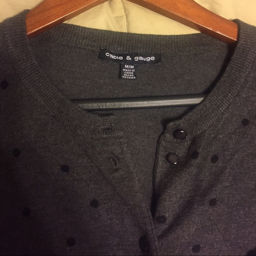 Grey & Black Polka Dot Cardigan